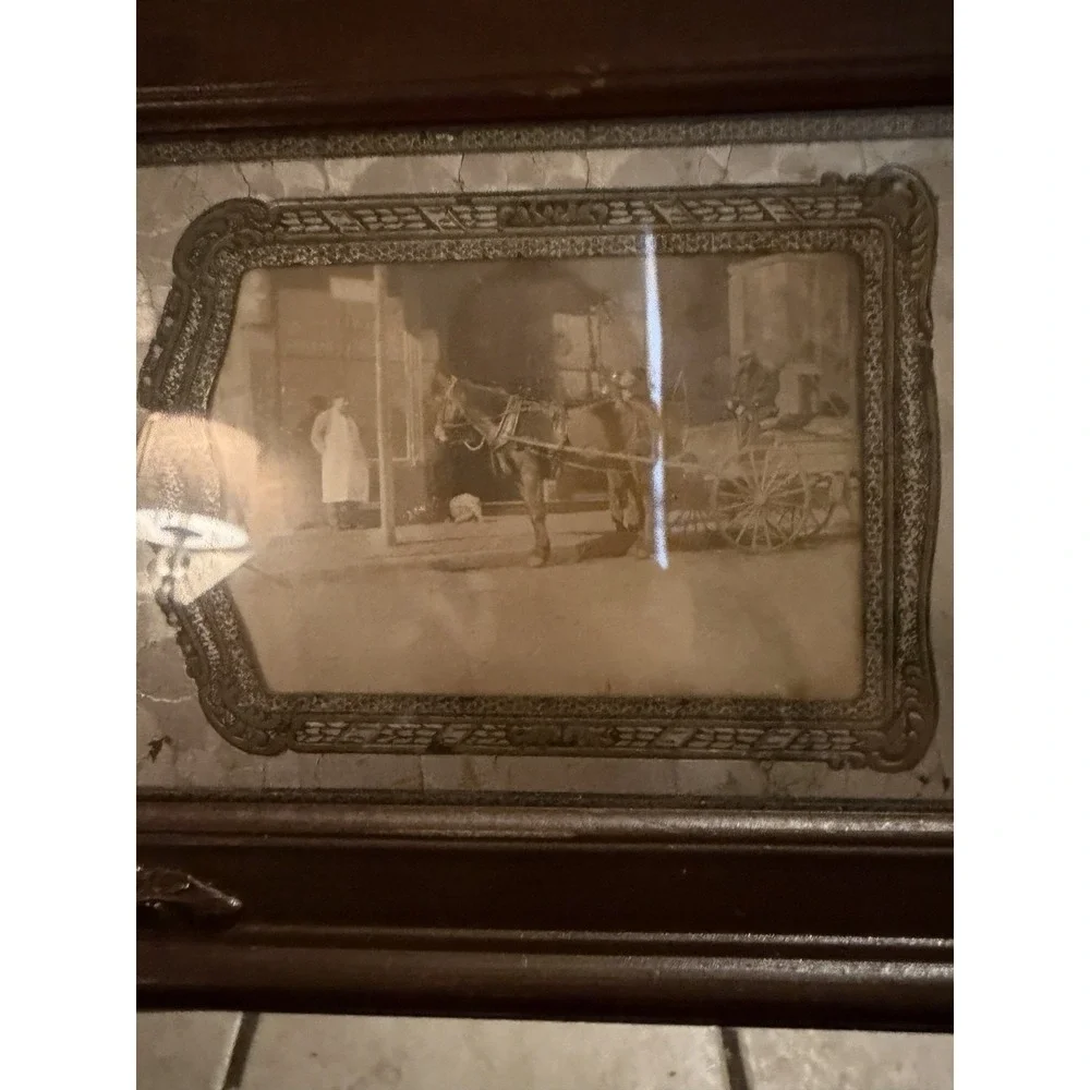 Set Of Two Vintage Picture Frames With Old Western/horse Buggy /bar Pictures